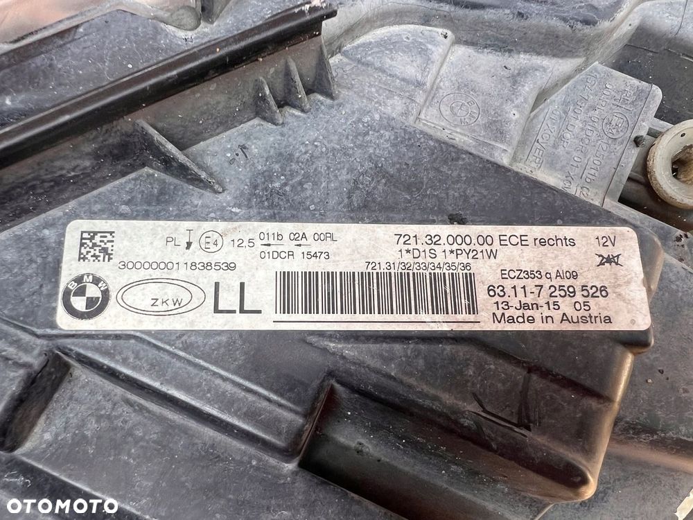 Lampa przednia BMW 3 F30 F31 XENON NIESKRĘTNE KOMPLET EUROPA ORYGINALNE ZKW - 10