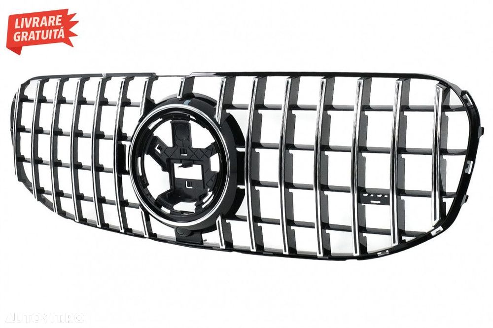 Grila Centrala Mercedes GLS SUV X167 (2019-2023) GTR Look Negru Crom - 2