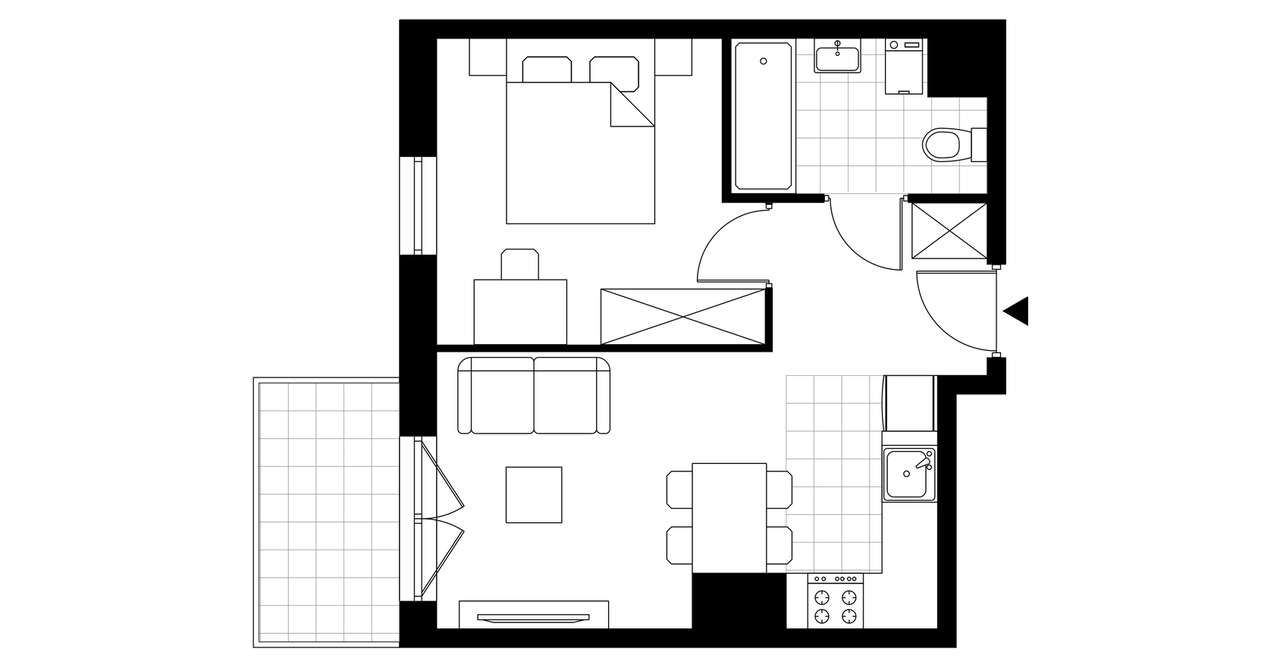 2-pokojowe mieszkanie 34m2 + balkon - Pełny obrazek: 3/12