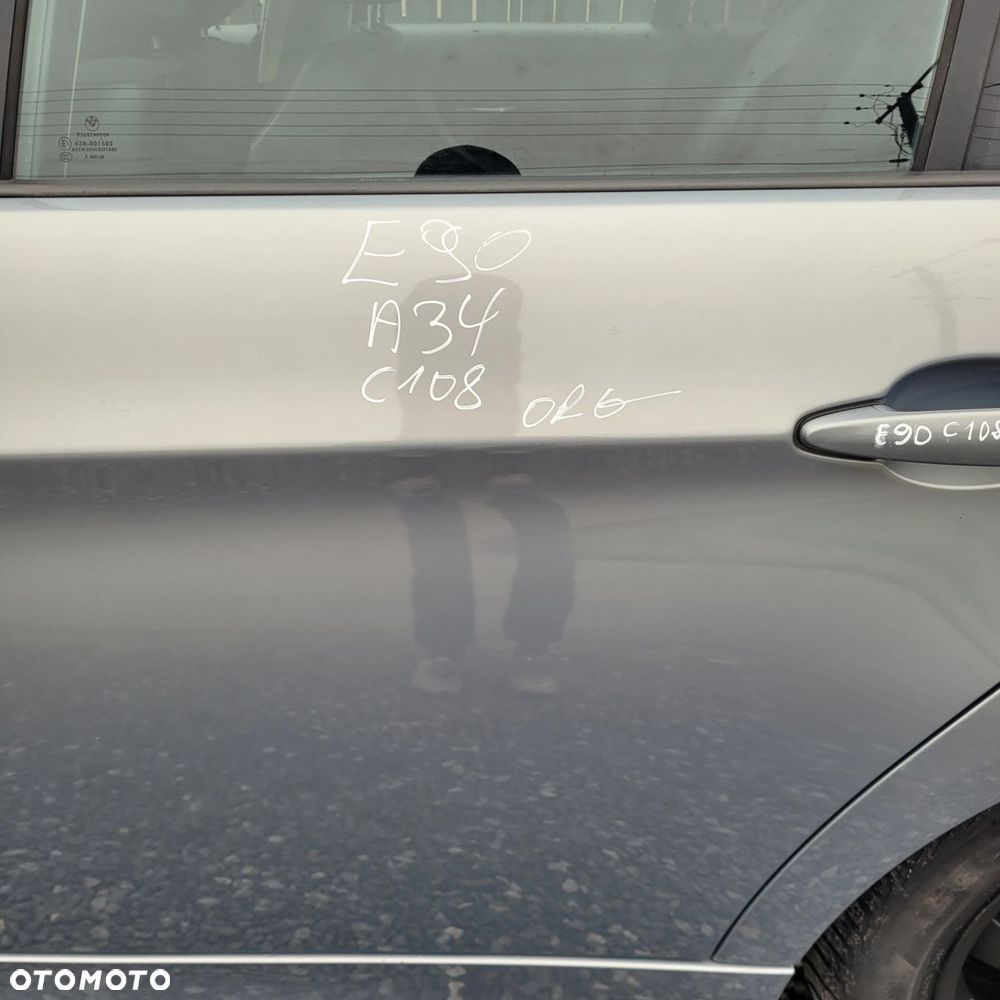 DRZWI LEWY TYŁ TYLNE BMW E90 A34 ARKTIS METALIC ORYGINALNY LAKIER C108 - 3