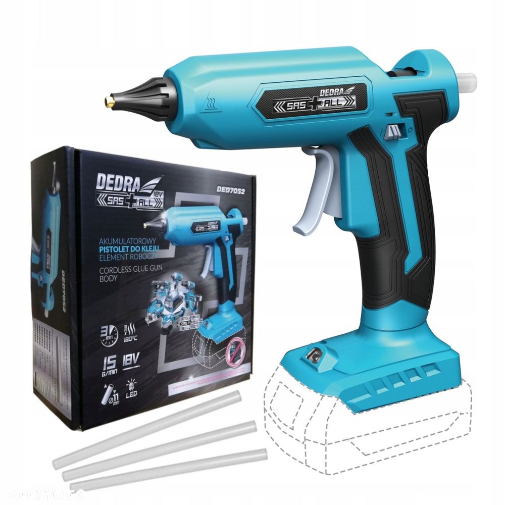 PISTOLET DO KLEJU NA GORĄCO AKUMULATOROWY 18V SASALL SOLO DED7052 dedra - 5