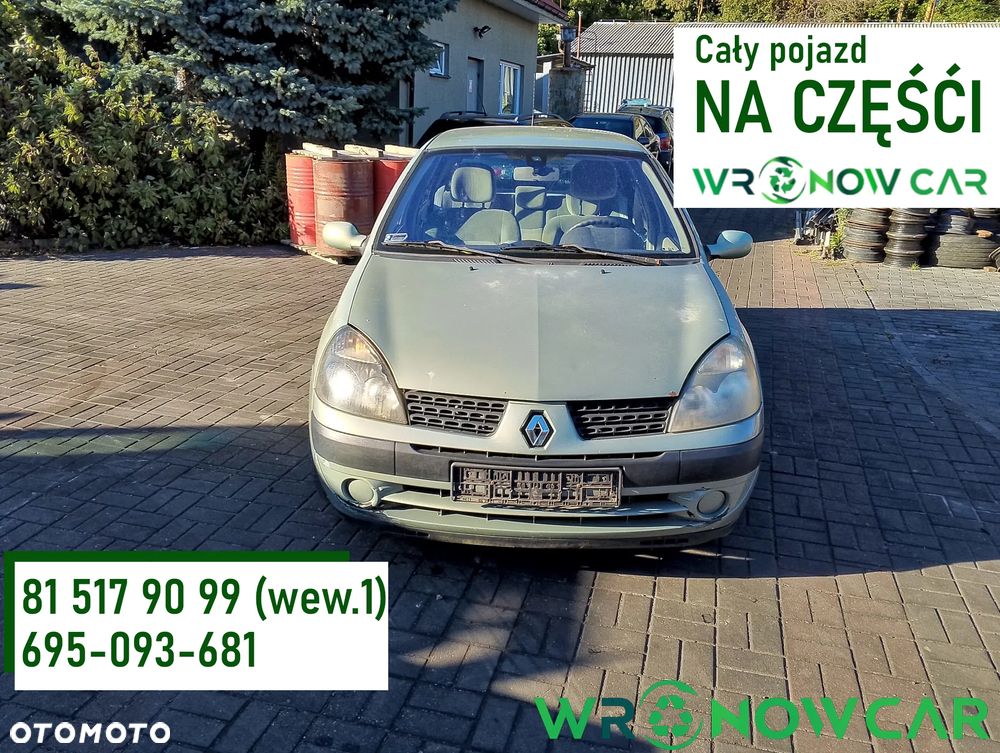 Renault Clio II FL (01-03.) 1.5 DCI 65KM. Silnik K9K704 Skrzynia JB3 980 lakier NV191.Cały na części. GWARANCJA !!! Przód Tył Zestaw Komplet Drzwi Klapa Zderzak Błotnik Maska Grill Atrapa Szyba Pas Lampa Lusterko Boczki Fotel Kanapa Kokpit Deska Rozdzielcza Przełącznik Włącznik Sterownik Przewody Wiązka Instalacja Moduł Komputer Czujnik Listwa Pompa Alternator Wtryski Głowica Rozrusznik Kompresor Sprzęgło Dwumas Silnik Skrzynia ABS Klimatyzacji Paliwa Wspomagania Kolektor Turbina Przepustnica Zawór Chłodnica Koło Hak Belka Sanki Zawieszenie Mcpherson Półoś Amortyzator Wydech Tłumik Zacisk Most - 1