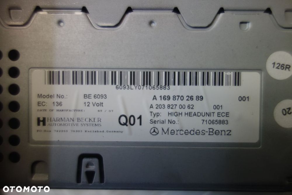 RADIO Z NAWIGACJĄ DUŻY WYŚWIETLACZ MERCEDES W169 W245 A1698702689 A2038270062 - 3