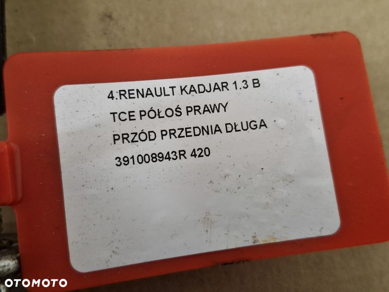RENAULT KADJAR 1.3 B TCE PÓŁOŚ PRAWY PRZÓD PRZEDNIA DŁUGA 391008943R - 4