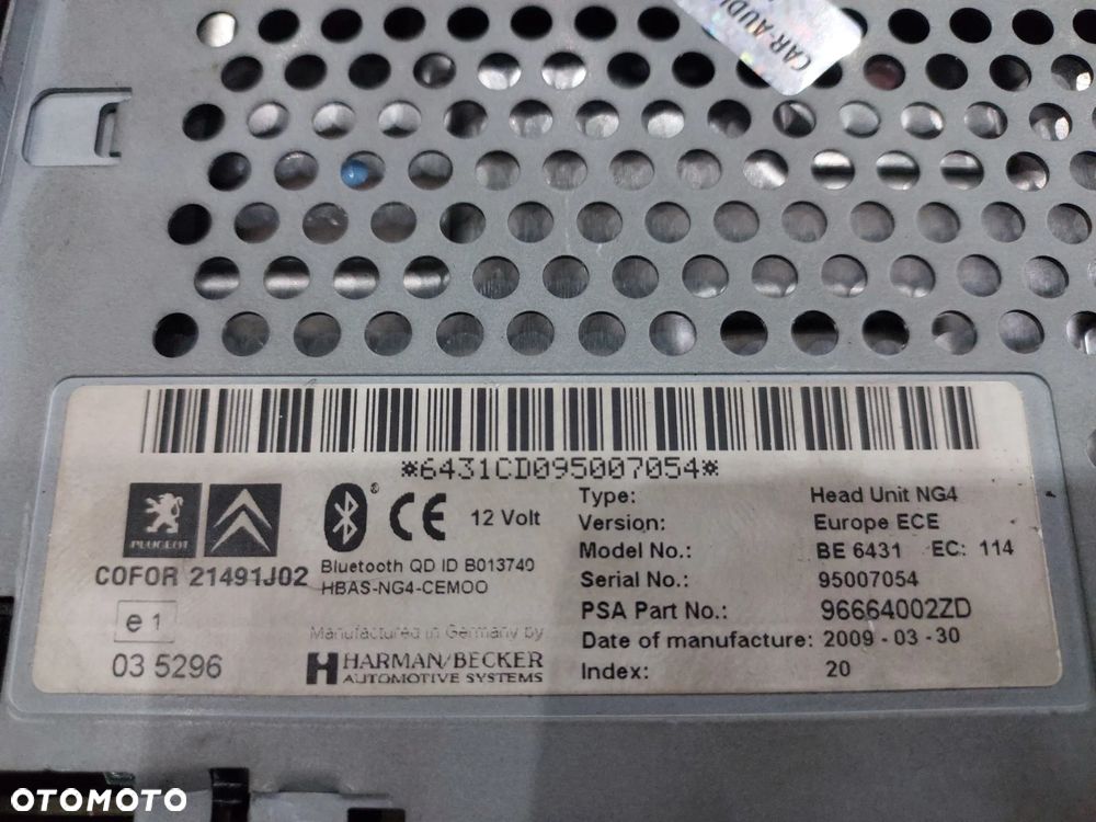 Radio fabryczne nawigacja bluetooth 96664002ZD Citroen C5 III x7 Szybka wysyłka Paczkomat - 4