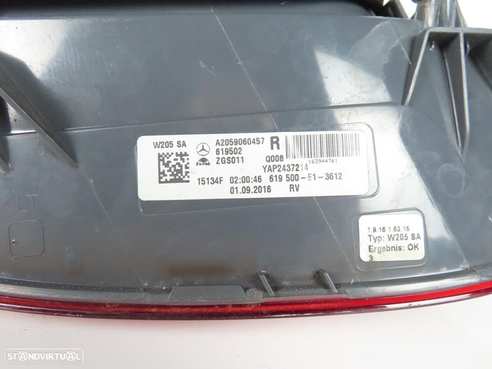 Farolim LED Direito/Trás Usado / Original MERCEDES-BENZ C-CLASS (W205) A20590604... - 4