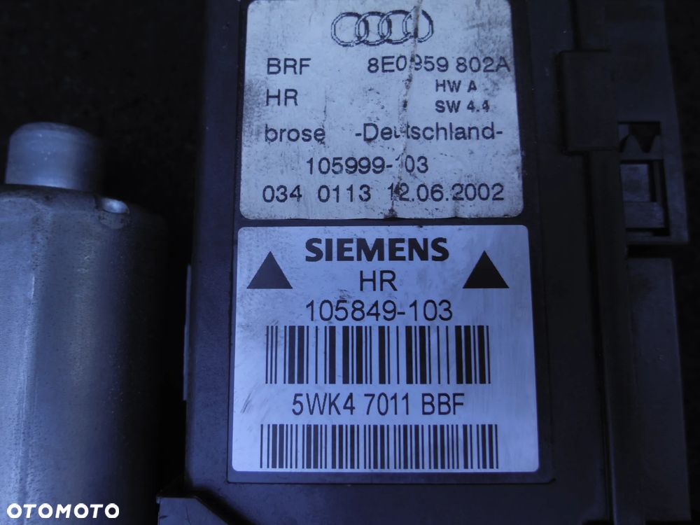 AUDI A4 B6 SILNICZEK PODNOŚNIK SZYBY PRAWY TYŁ 8E0959802A POSIADAM 2 SZT - 3