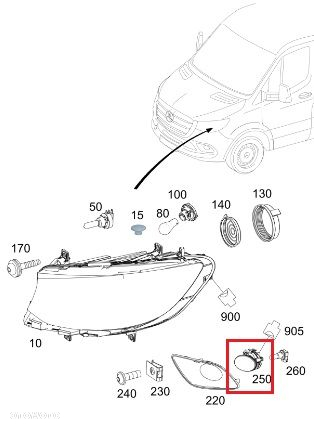 MERCEDES SPRINTER 907 910 Lampa halogen prawy ORYGINAL - 3