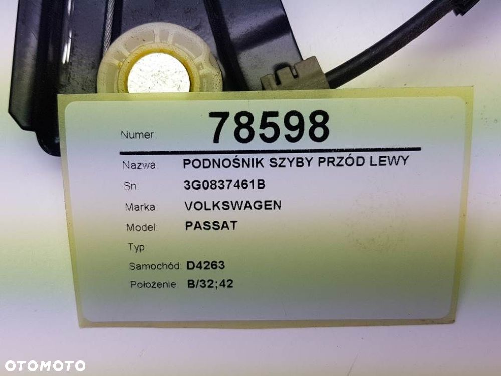 PODNOŚNIK SZYBY PRZÓD LEWY VW PASSAT B8 2015 EU - 4