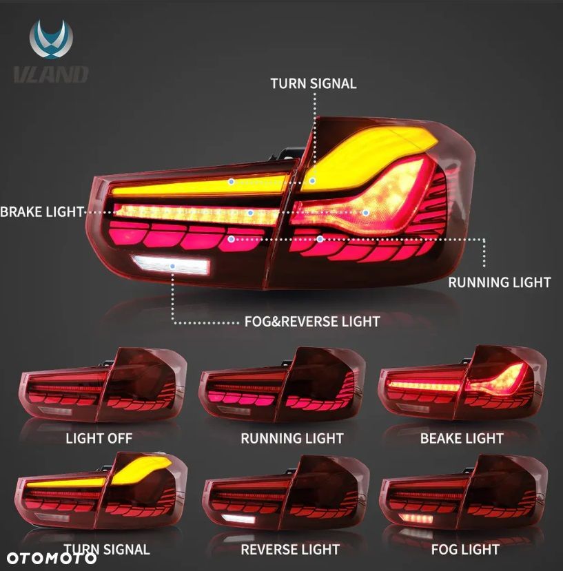 lampa tyl na kpl oled led gts-look animacje bmw 3 f30 2011-2018 lift - 7