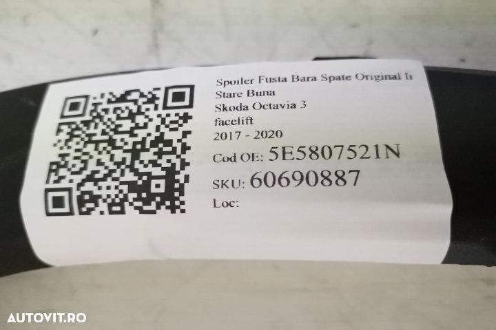 Spoiler Fusta Bara Spate Original In Stare Buna RS Skoda Octavia 3 [fa - 7