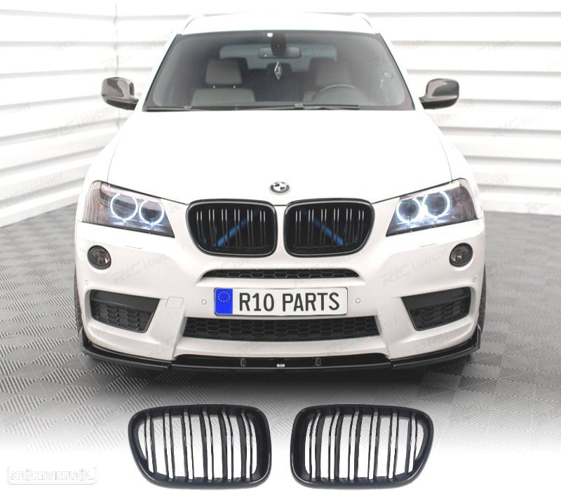 GRELHA FRONTAL BMW X3 F25 10-14 PRETO FOSCO LOOK M - 2