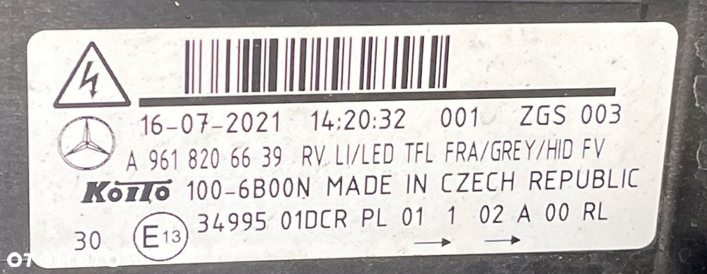 ACTROS MP5 XENON LED LAMPA LEWA A961 A9618206639 - 10