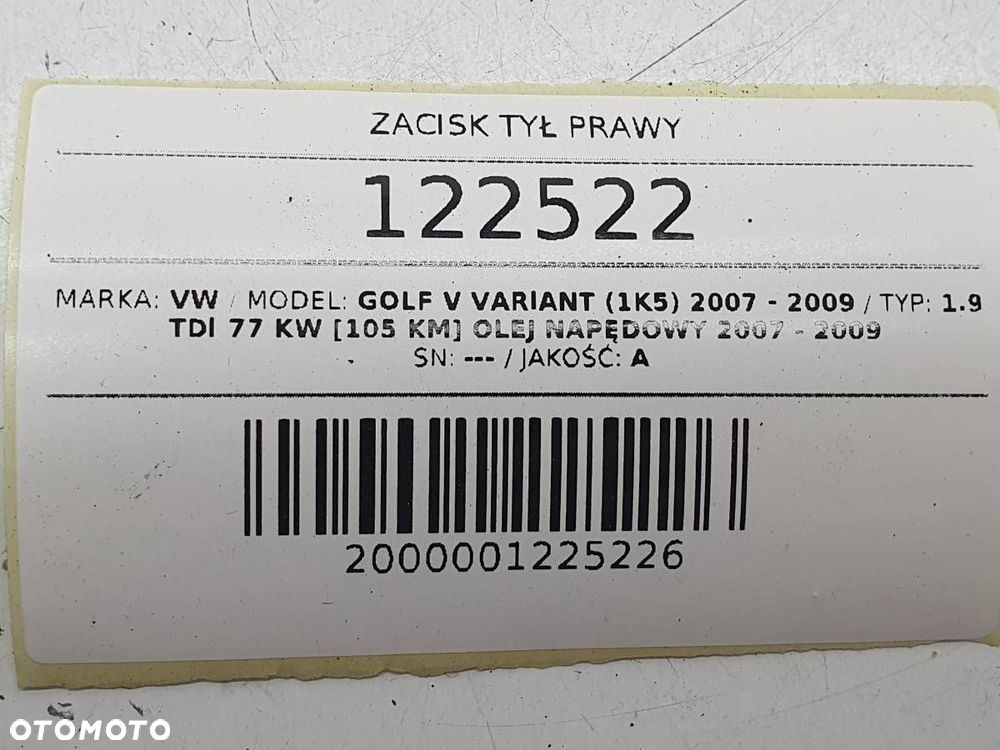 ZACISK HAMULCOWY TYŁ TYLNY PRAWY JARZMO VW GOLF V 1.9 TDI - 7