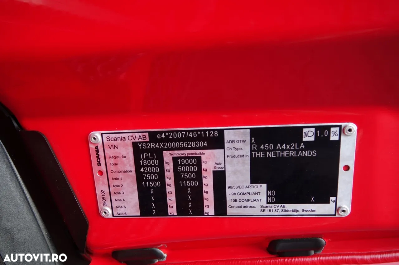 Scania R 450 / KIT / + SCHMITZ / CORTINĂ STANDARD / AXĂ RIDICABILĂ / ACOPERIȘ RIDICABIL / 2022 RIDICABIL - 36