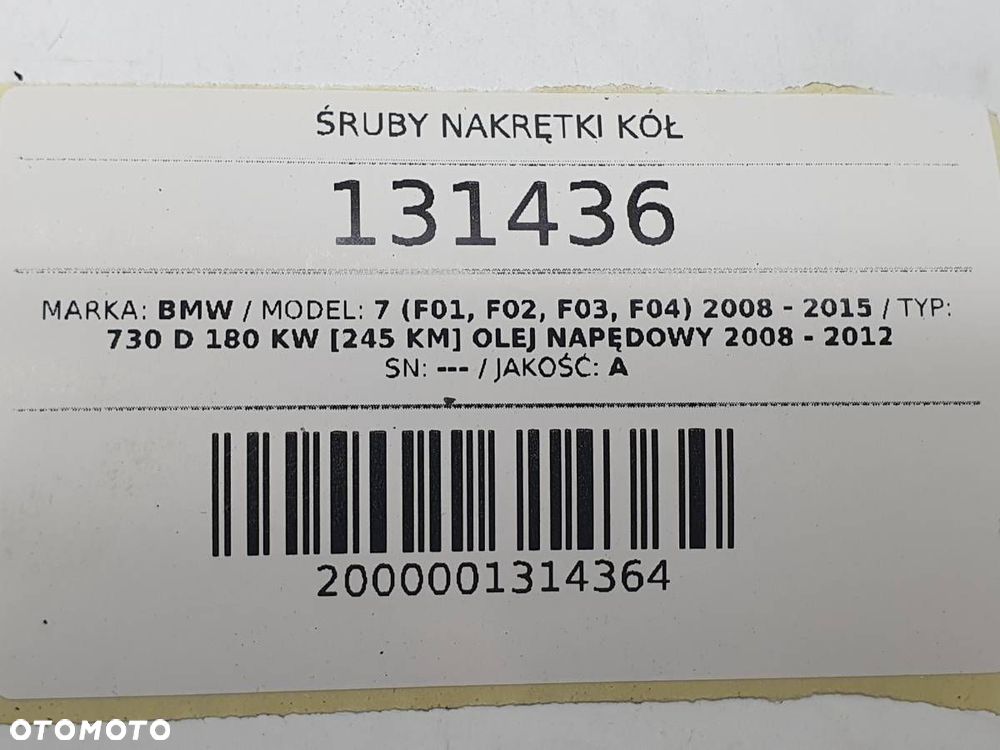 ŚRUBY SZPILKI KÓŁ KOMPLET BMW 7 F01 F02 M14X1.25 - 4