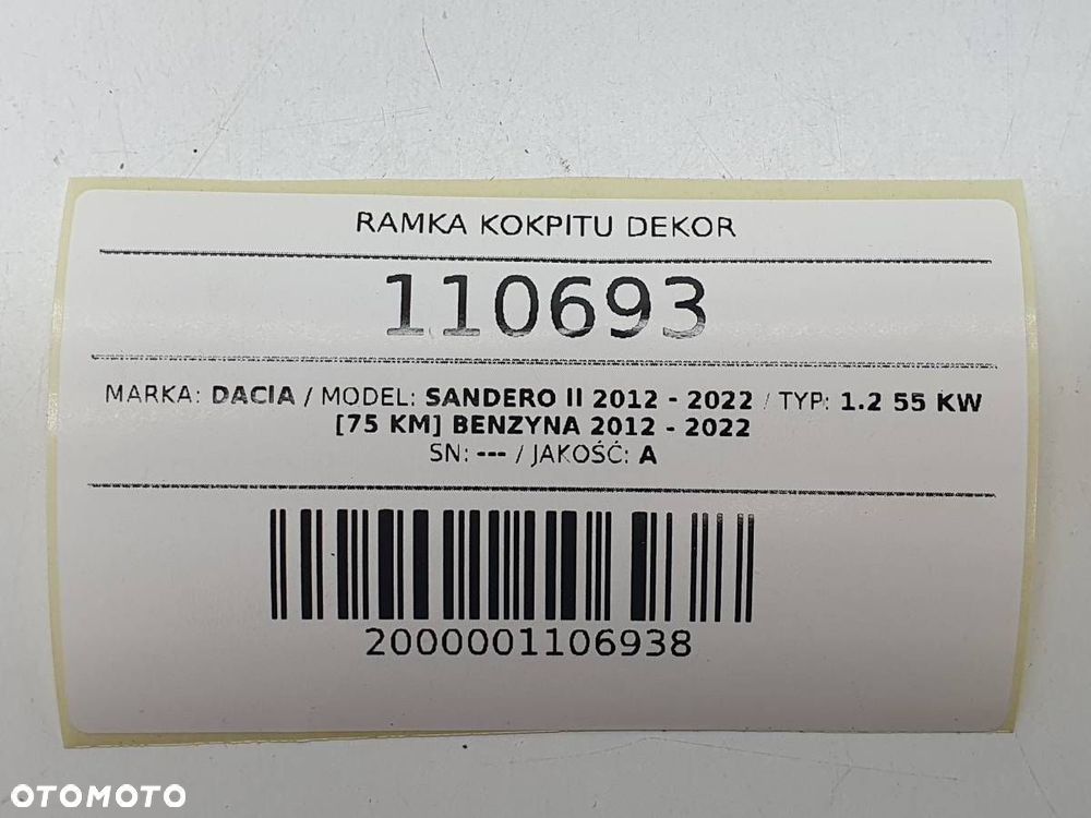 RAMKA RADIA DESKI ŚRODKOWA 1205659X DACIA SANDERO II - 9