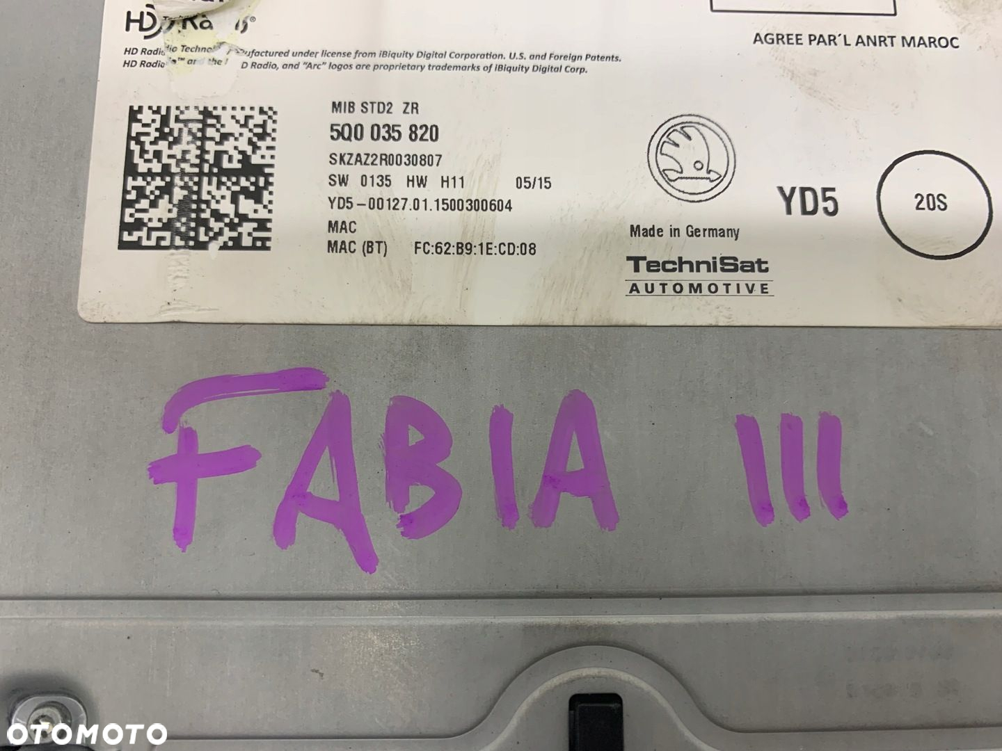 NAPĘD CZYTNIK KARTA SD 5Q0035820 SKODA FABIA III 14-21 - 2