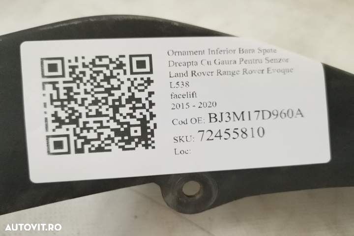 Ornament Inferior Bara Spate Dreapta Cu Gaura Pentru Senzor  Land Rove - 7