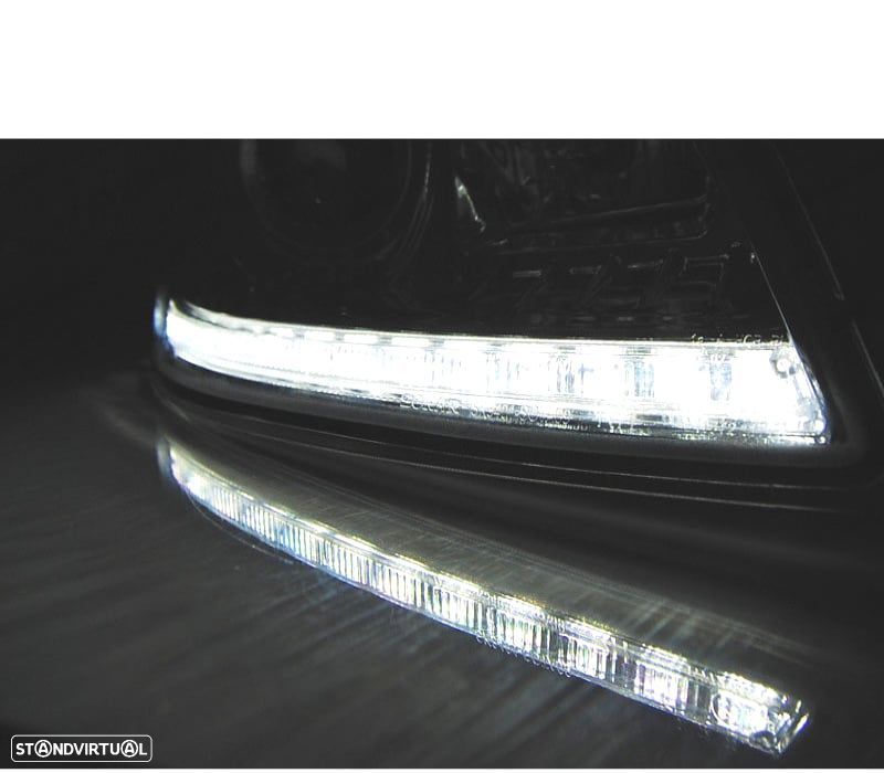 CONJUNTO DE FARÓIS PARA SKODA OCTAVIA II 09-12 TRU DRL LED PRETOS - 2