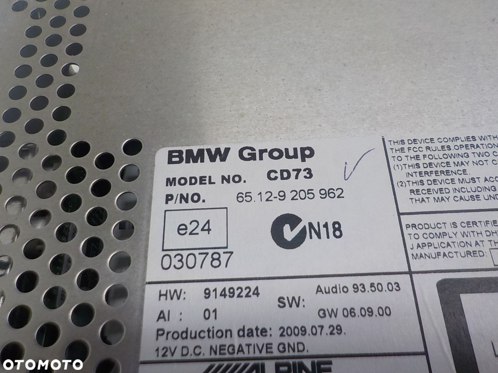 BMW E90 E91 RADIO PROFESSIONAL FABRYCZNE 9205962 - 2