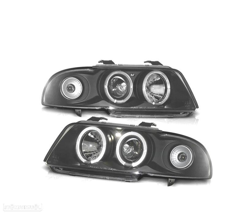 FARÓIS ANGEL EYES AUDI A4 B5 94-99 FUNDO PRETO - 1