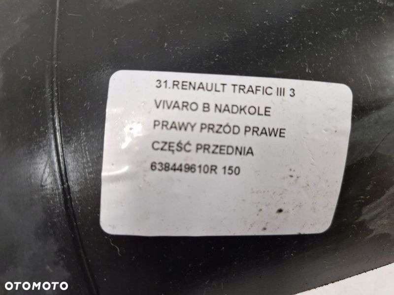 RENAULT TRAFIC III 3 VIVARO B NADKOLE PRAWY PRZÓD PRAWE CZĘŚĆ PRZEDNIA - 5