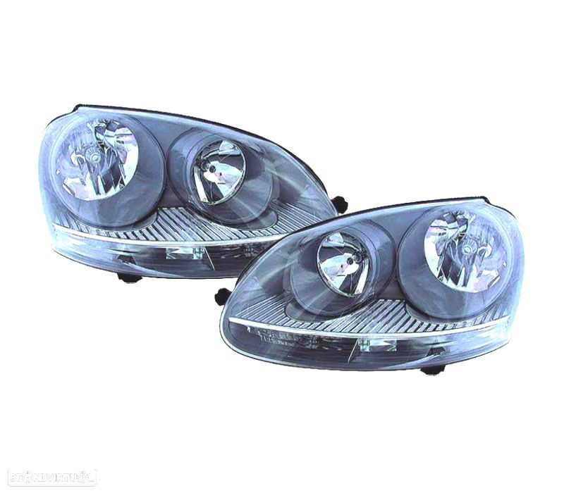 FARÓIS OPTICAS VOLKSWAGEN VW GOLF V 03-08 FUNDO CINZENTO - 1