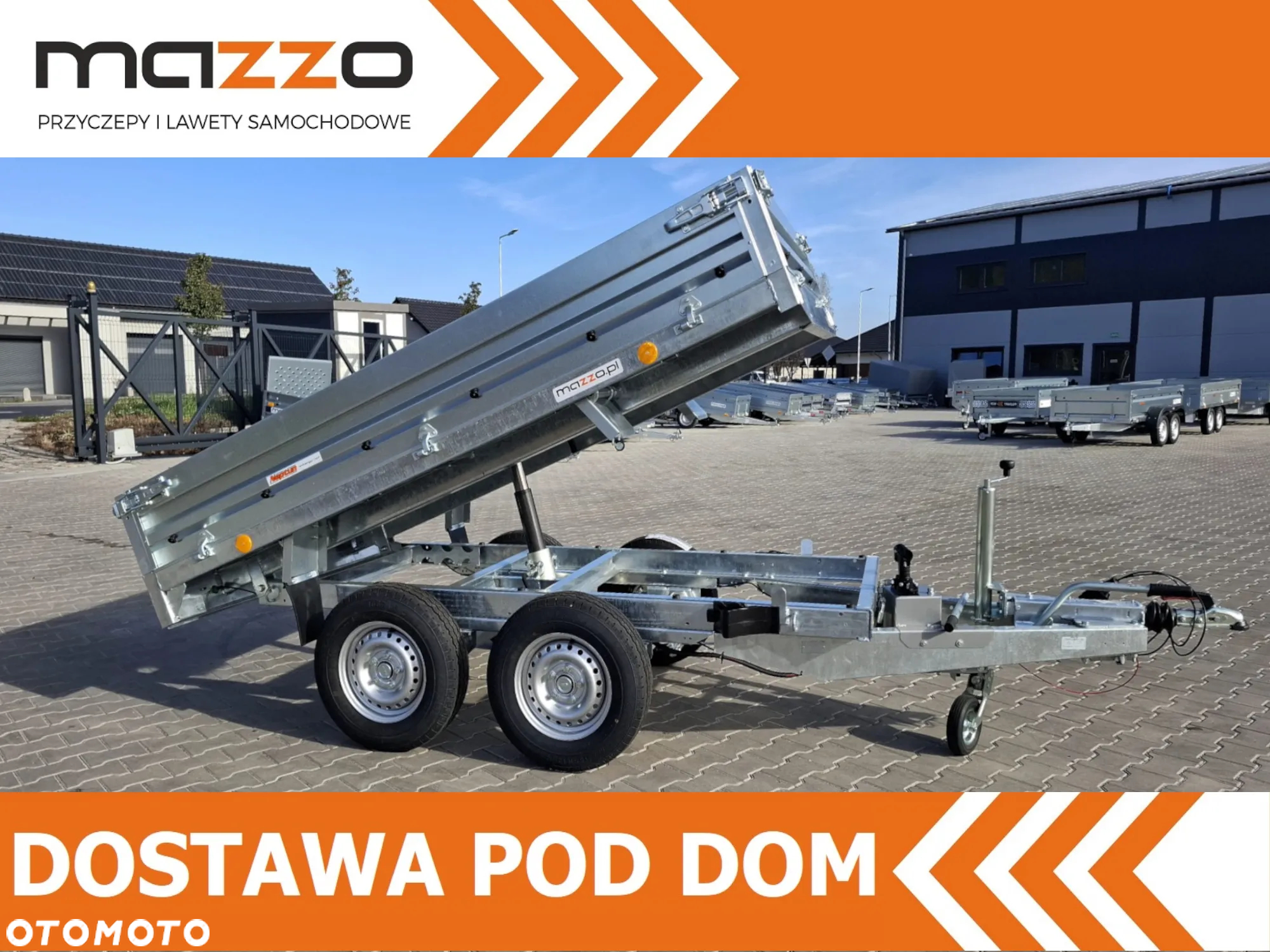 Neptun DOSTAWA! Przyczepa WYWROTKA wym. 256,5x148x30 Kiper HAMOWANA N20-420 2 kps PLATFORMA! Uchylana ręcznie lub za pomocą wkrętarki DMC 2700 kg GN251 - 2