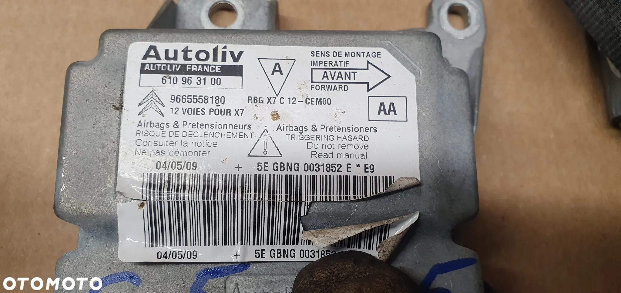 Konsola poduszki pasy AIRBAG  sensor zestaw naprawczy Citroen C5 III - 10