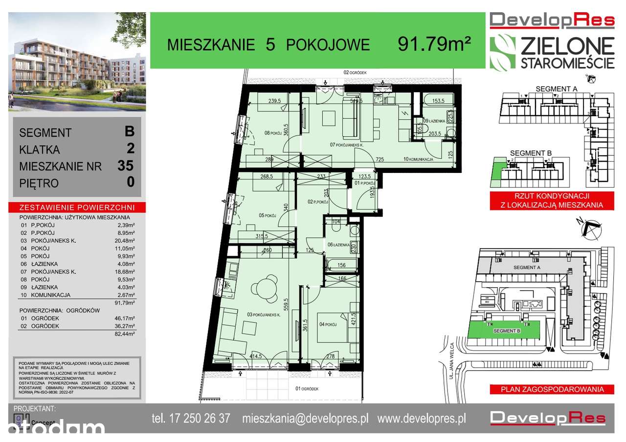 Duże mieszkanie z ogrodem | 5 pokoi | 91,79 m² | B-35