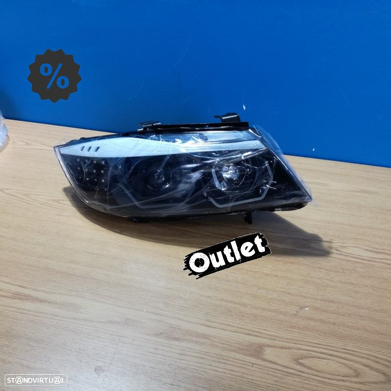 R022107C2 FAROL DIREITO PARA BMW E90 E91 05-08 OLHOS DE ANJO 3D FUNDO PRETO - 5