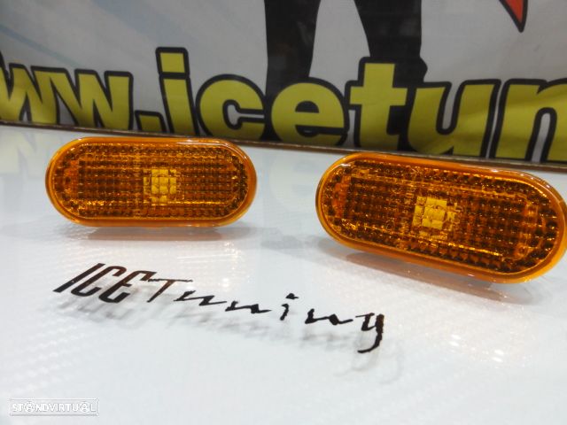 Piscas laterais VW Bora, Golf 3, Golf 4, caddy, fox, Eos, Lupo, Passat 35i, 3B, 3BG, Polo 6N, 6N2, 9N, vento, T5, Sharan, jetta 3, Multivan Transporter, Vento +96, Seat Ibiza 6K, 6L, 6J, Toledo, Arosa, Leon 1M, Leon 1p, Alhambra, Cordoba, Variant, Vario, Exeo, Inca, Altea, Altea XL fundo laranja JDM LOOK - 3
