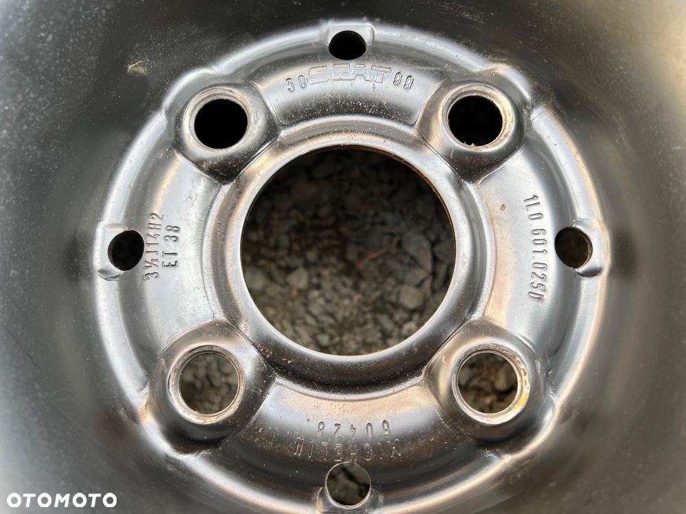 VW SEAT KOŁO DOJAZDOWE 14 4x100 3.5J ET38 ORYGINALNA FELGA 1L0601025D DOJAZDÓWKA ZAPASOWE 14" 105/70/R14 POSIADAM 4 SZT - 14