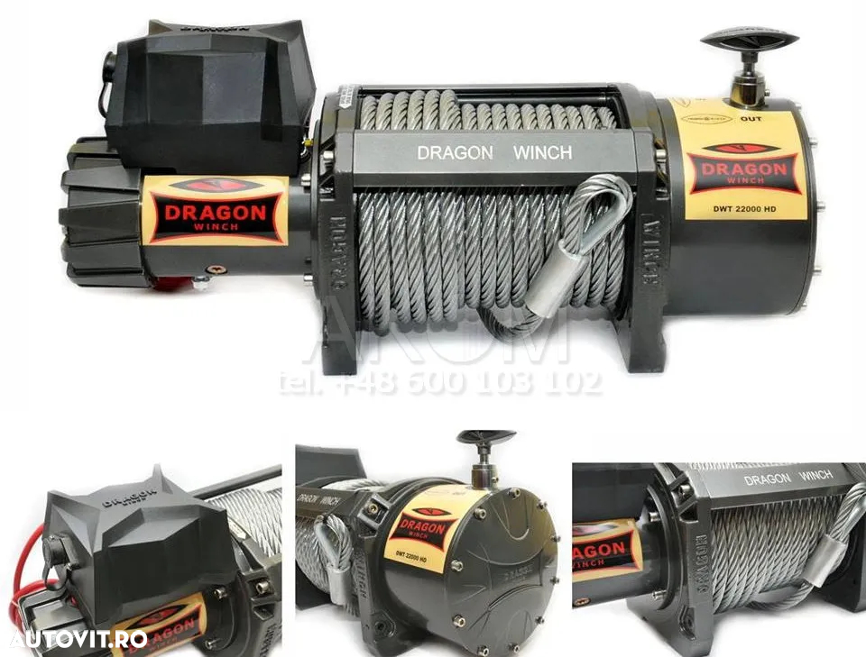 troliu  profesional  DRAGON WINCH DWT 22000 lbs (trage 9979 kg) la 24 V - 3