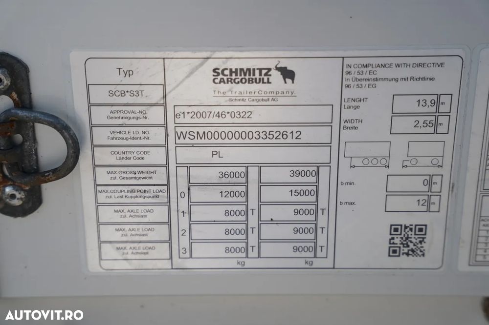 Schmitz Cargobull CORTINĂ / AXĂ RIDICATĂ / ACOPERIȘ RIDICAT / CONTENIER PENTRU PALEȚI - 29