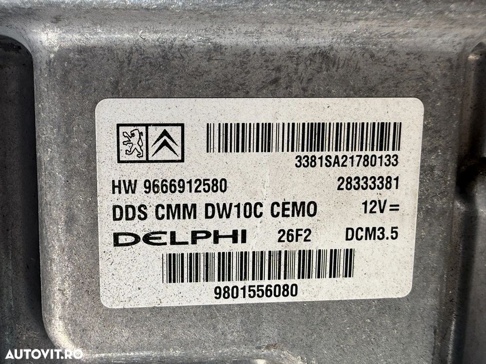 CALCULATOR MOTOR ECU PEUGEOT RCZ 2012 2.0 DIESEL / COUPE 2 USI COD OEM 9801556080 9666912580 2010-2015 - 6