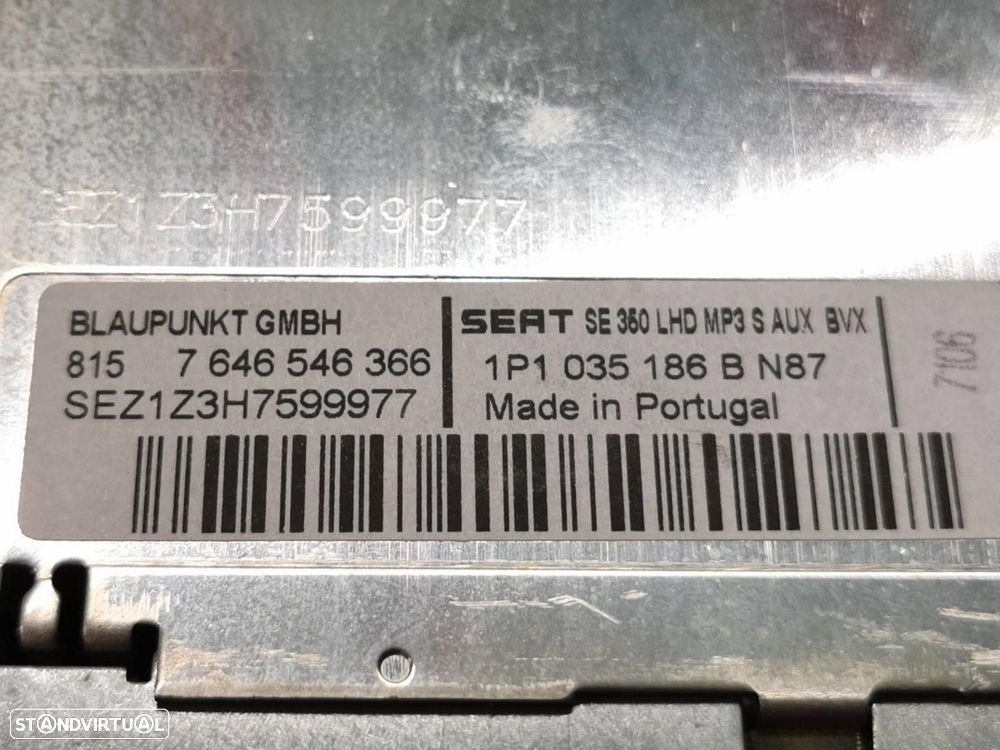 SISTEMA AUDIO / RADIO CD SEAT LEON 2008 -W01P1035186BN87 - 1