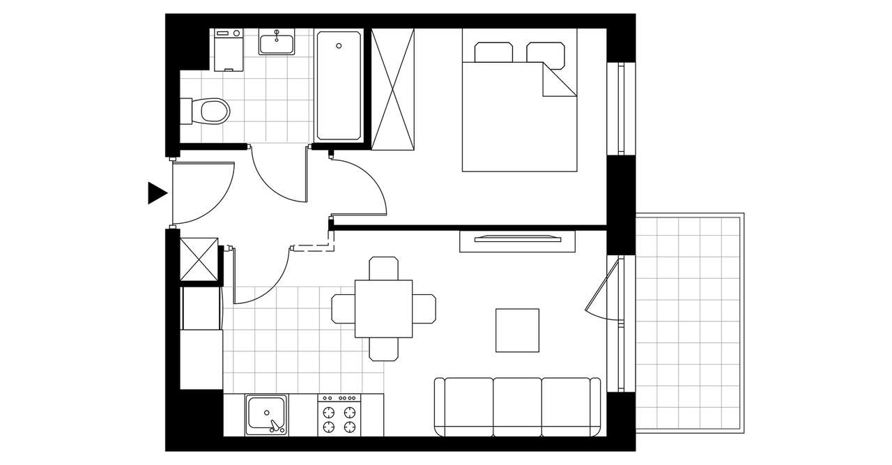 2-pokojowe mieszkanie 32m2 + balkon Bez Prowizji - Pełny obrazek: 4/7