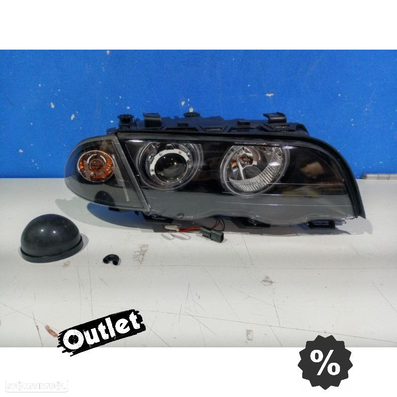 R146888C5 FAROL DHC BMW SÉRIE 3 E46 4 PORTAS 98-01 OLHO DE ANJO CCFL FUNDO NEGRO - 3