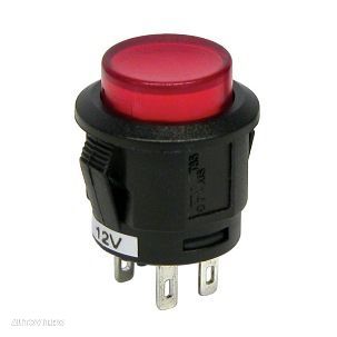 Intrerupator auto Carpoint 12V 20A rotund diametru 16,10mm, buton cu revenire, rosu - 1