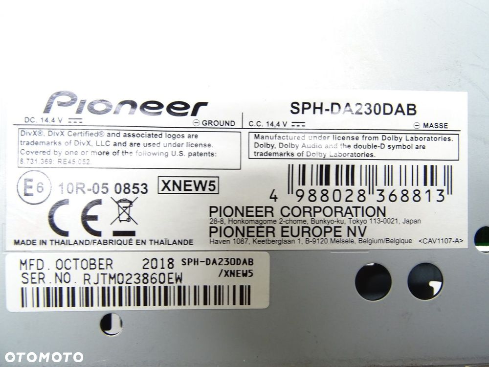 RADIO SAMOCHODOWE BLUETOOTH PANEL PIONEER SPH-DA230DAB VW SKODA SEAT - 12