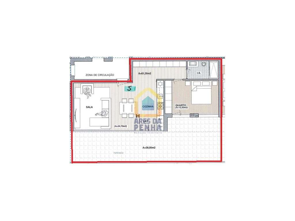 Espetacular T1 Recuado com Terraço e Garagem Fechada - Grande imagem: 2/2