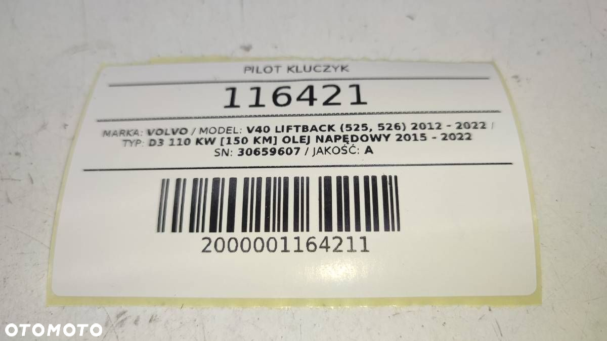KLUCZYK PILOT VOLVO V40 II S60 V60 XC60 XC70 S80 V70 30659607 - 4