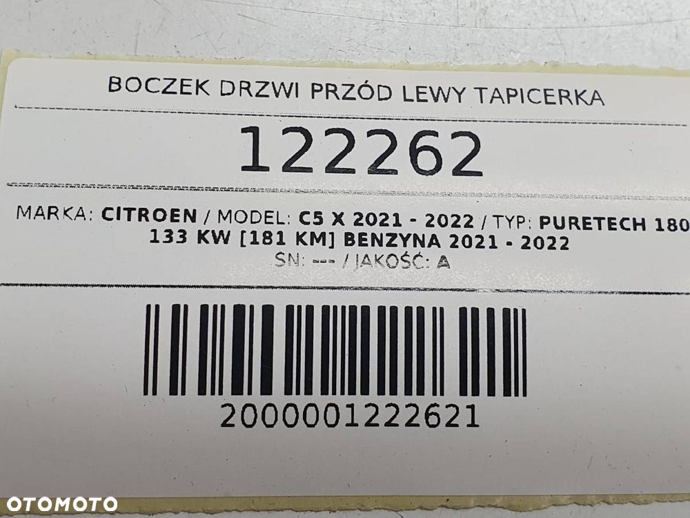 BOCZEK DRZWI PRZÓD PRZEDNI LEWY TAPICERKA CITROEN C5 X EU - 8