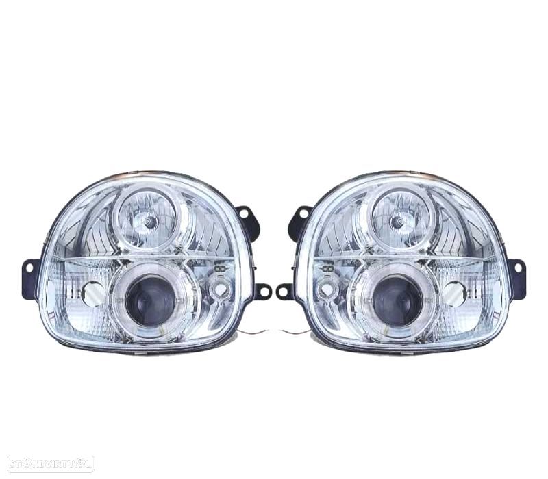FARÓIS FRONTAIS RENAULT TWINGO 93-97 ANGEL EYES FUNDO CROMADO - 1