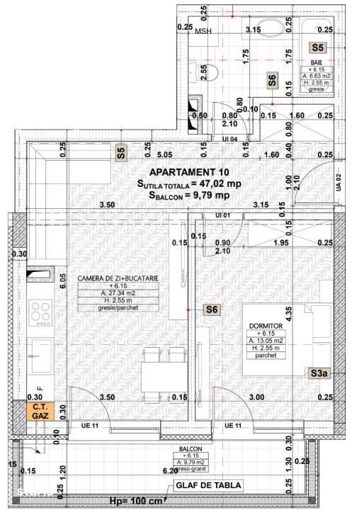 Apartament 2 camere, balcon 10mp, etaj intermediar, parcare, zona cent — fotografia 3