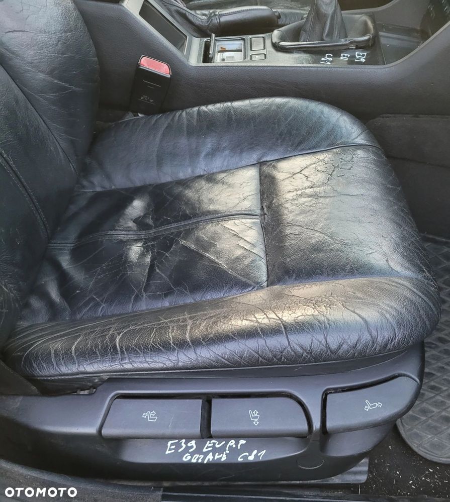 FOTEL PRAWY PRZÓD PRZEDNI BMW E39 EUROPA GRZANY CZARNA SKÓRA - 2