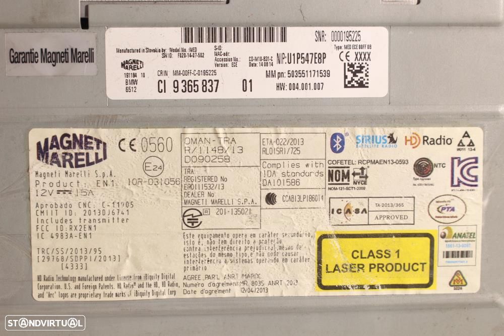 Rádio Bmw 1 (F20)  65129365837 / 9365837 - 6