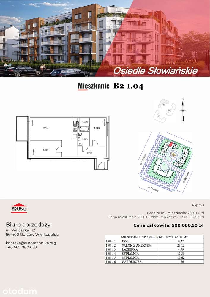 Nowoczesne mieszkanie - 65m2, B2 1.04